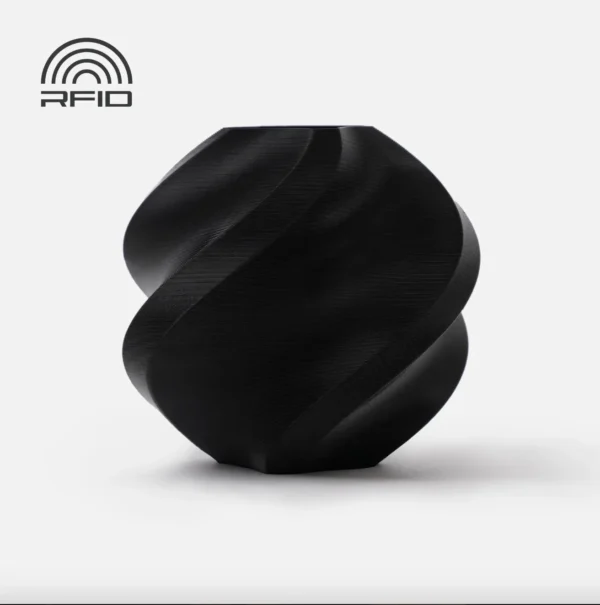 Professional print result with Bambu Lab ABS Black, demonstrating excellent layer adhesion for complex shapes and RFID-enabled automatic material settings.