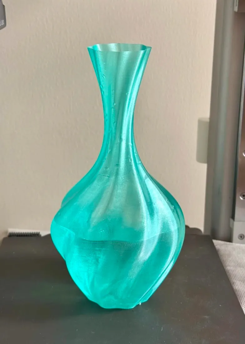 Bambu Lab PETG Translucent Teal filament 3D printed vase smooth translucent surface