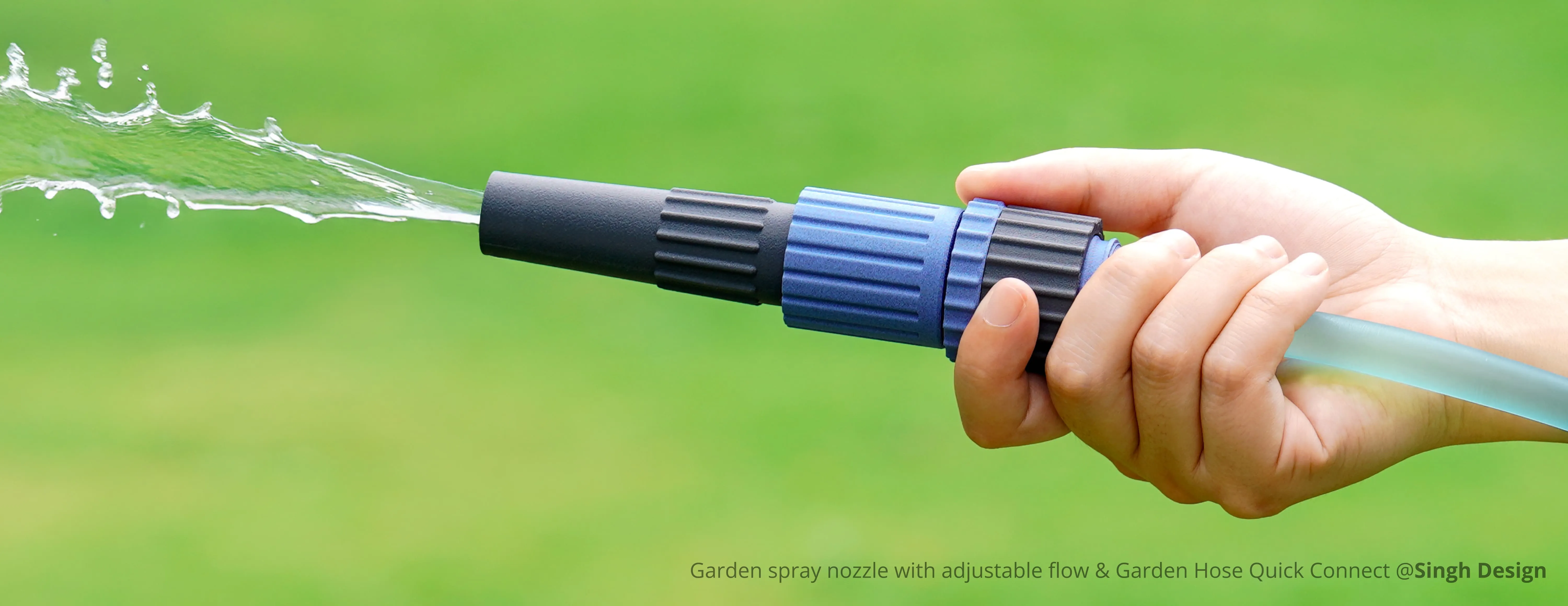 Garden spray nozzle printed with Bambu Lab PLA-CF filament showing durability and mechanical strength under water pressure