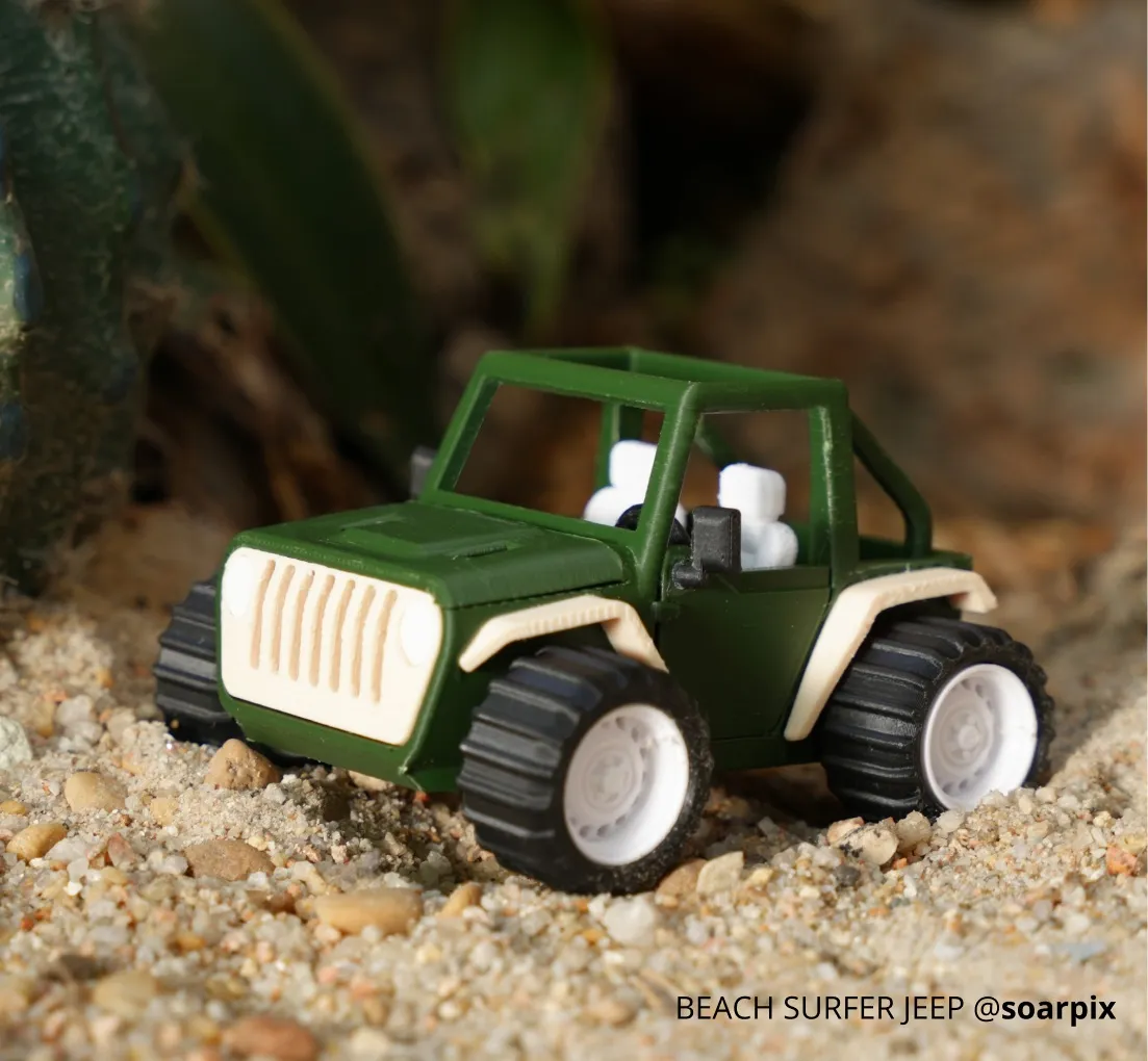 Bambu PETG HF 3D printed toy jeep detailed parts outdoor scene