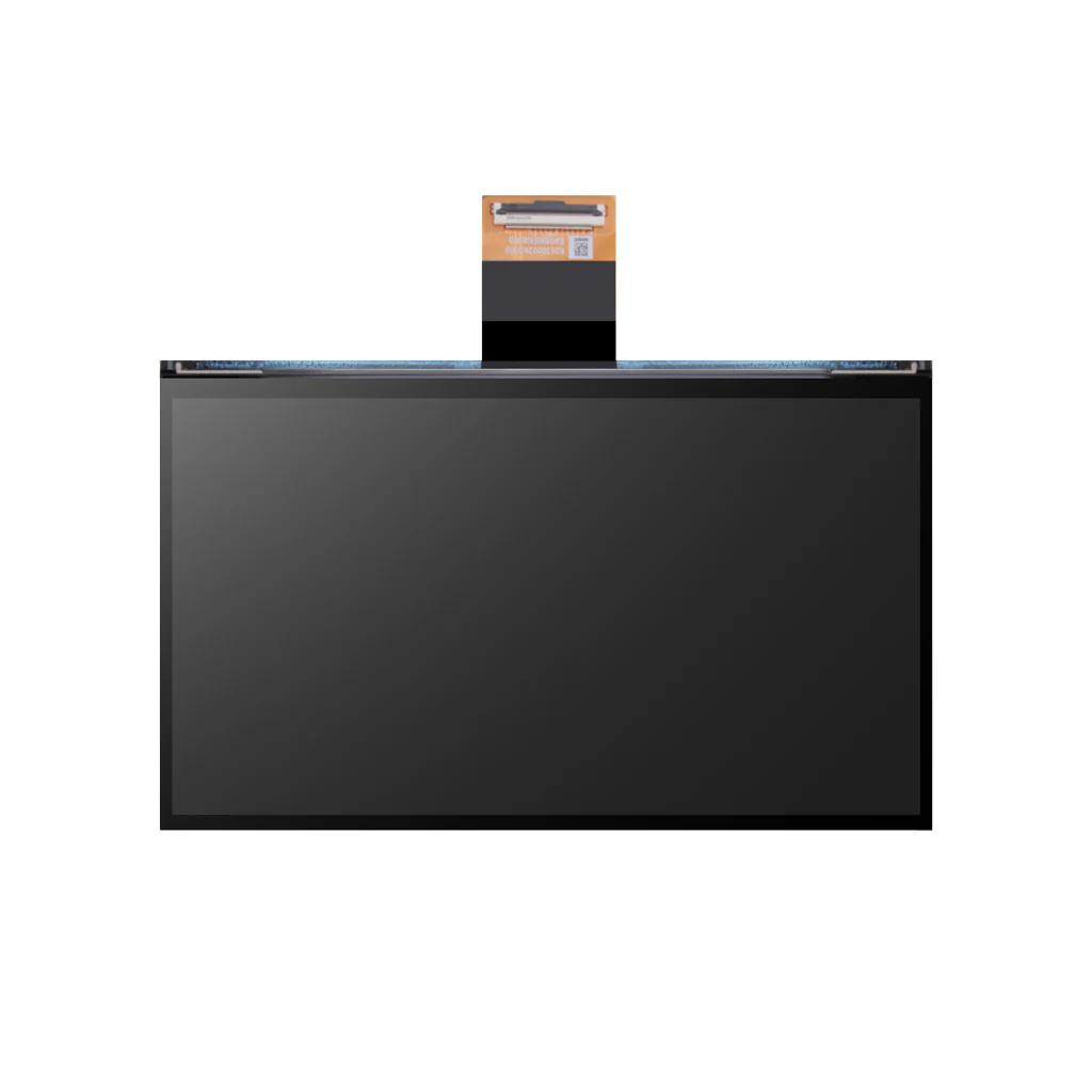 Elegoo Monochrome 12K LCD replacement screen for Saturn 4 / 4 Ultra, front view on white background with attached ribbon cable