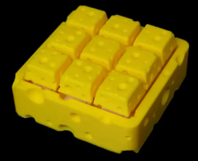 PLA Basic Yellow filament 3D printed yellow block model with raised square elements