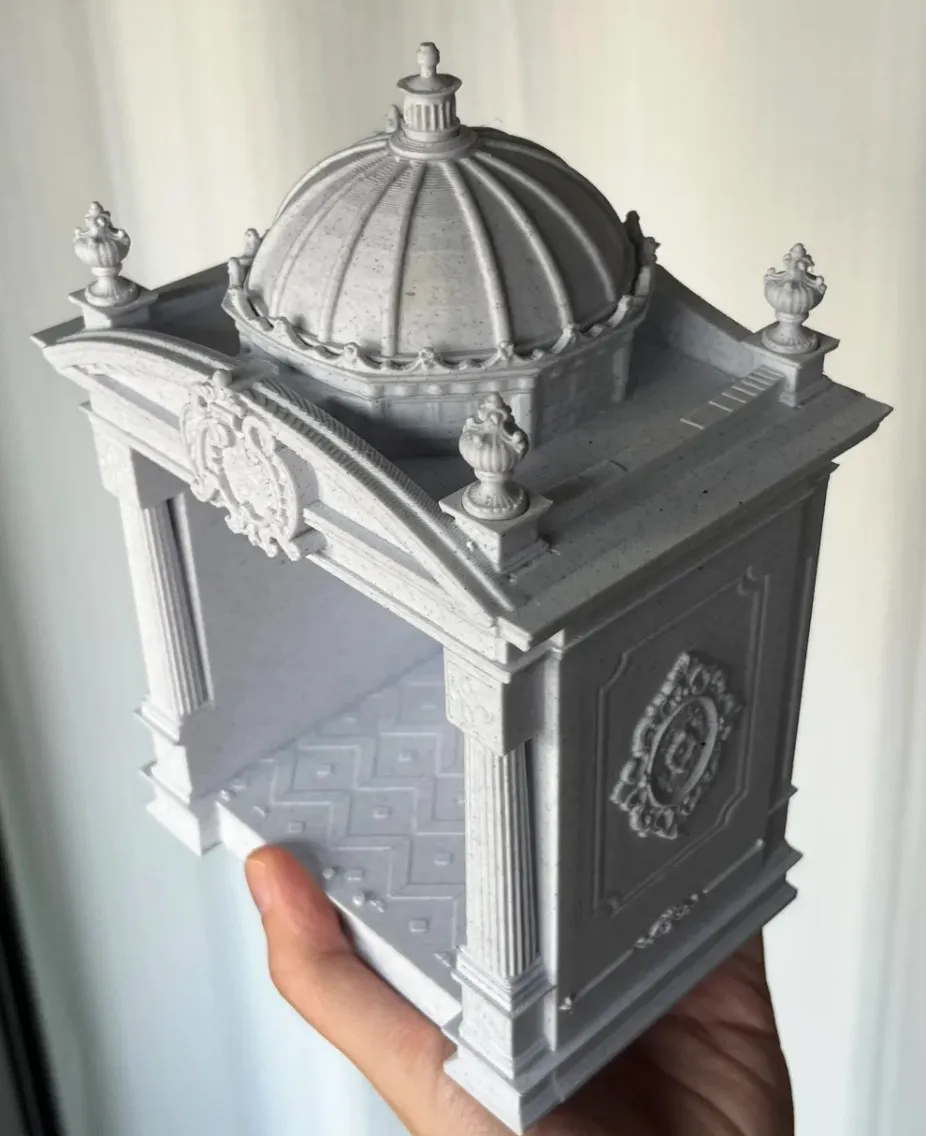 Architectural dome model 3D printed using PLA Marble filament 13103