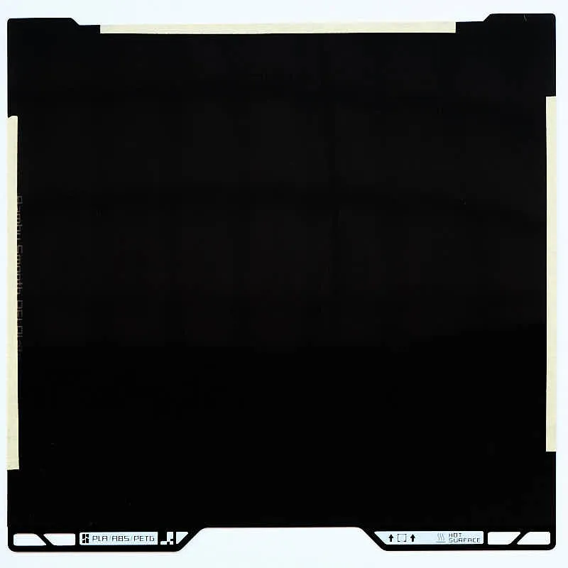 AP026 350x320mm Smooth PEI magnetic build plate for H2D and H2S 3D printers, showing the black smooth surface and positioning notches.
