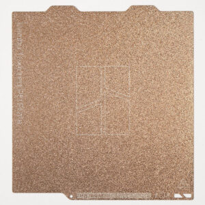 Full view of FAP009 textured PEI build plate for Bambu Lab A1 Mini, 180x180mm spring steel sheet with dual-alignment notches and golden powder coating.