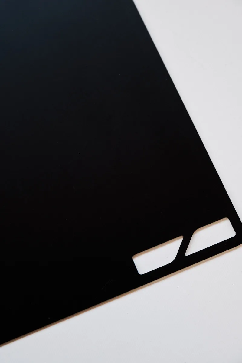 Close-up of the FAP031-V1 Vision Encoder Plate reverse side, showing the matte black finish and precise geometric alignment cutouts.