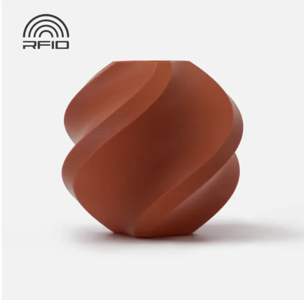 3D printed model made with Bambu Lab PLA Basic Brown filament featuring smooth matte finish and RFID support, color code 10800