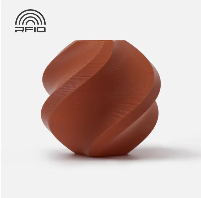3D printed model made with Bambu Lab PLA Basic Brown filament featuring smooth matte finish and RFID support, color code 10800