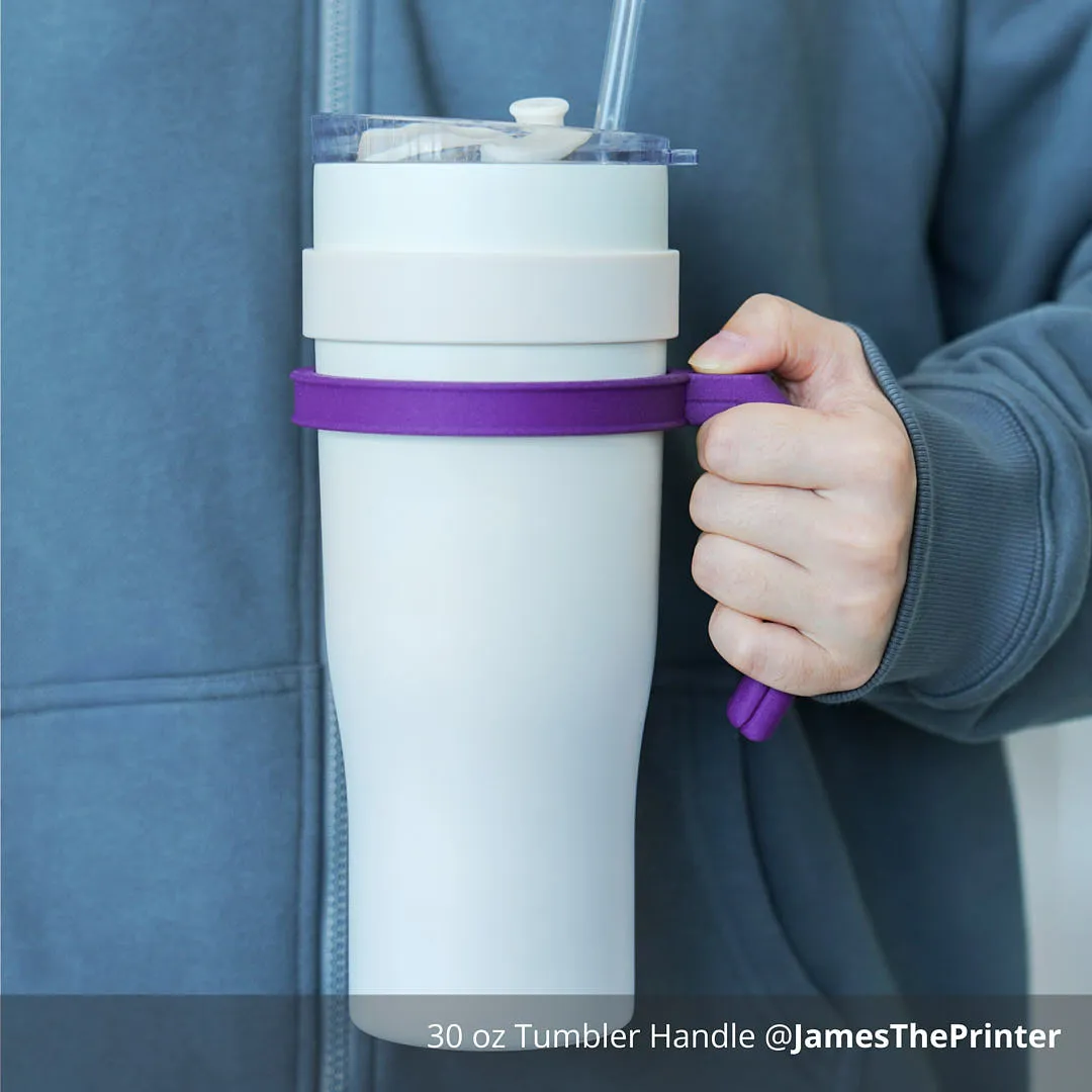 30 oz tumbler handle printed with Bambu PETG-CF filament held by hand