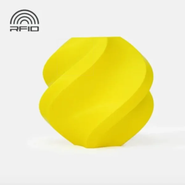 3D printed model made with Bambu Lab PETG Basic yellow filament, smooth surface finish, color code 30402