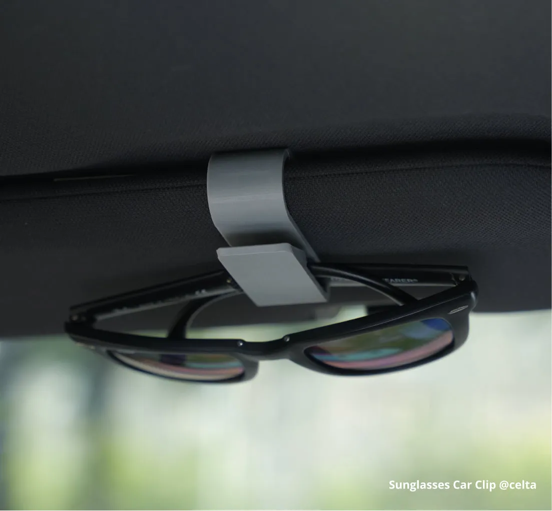 Car sunglasses clip 3D printed with Bambu Lab ASA Gray Filament 45102, demonstrating heat resistance and UV stability for automotive interiors