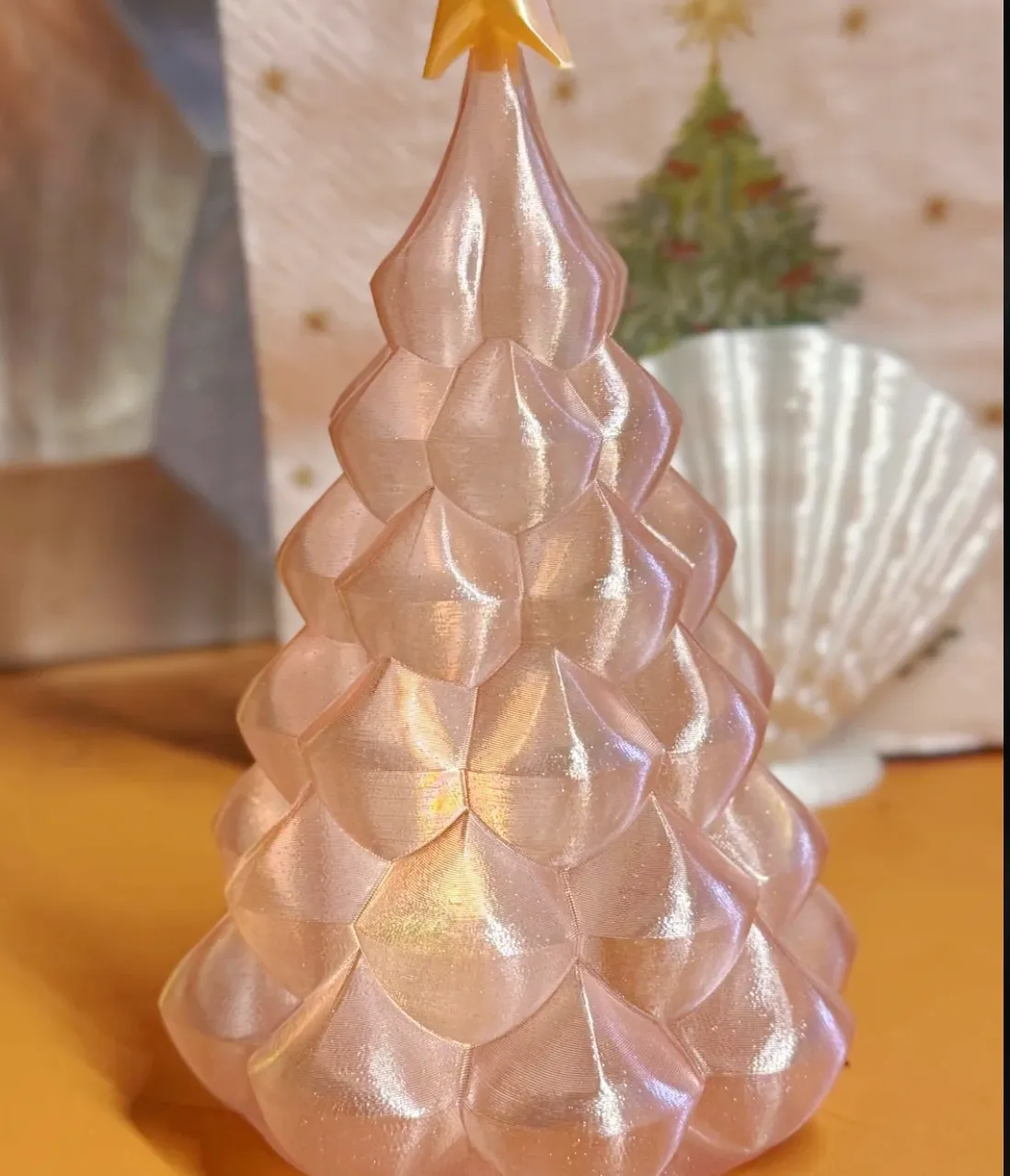 Bambu Lab PETG Translucent Pink filament 3D printed decorative tree translucent surface