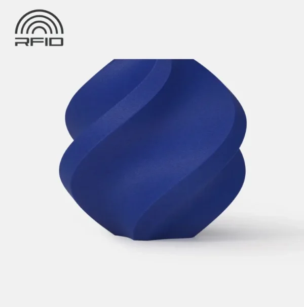 3D printed model made with Bambu Lab PLA-CF Royal Blue Filament showing matte carbon fiber finish, Color Code 14601