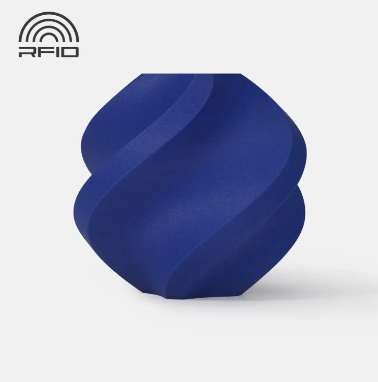3D printed model made with Bambu Lab PLA-CF Royal Blue Filament showing matte carbon fiber finish, Color Code 14601
