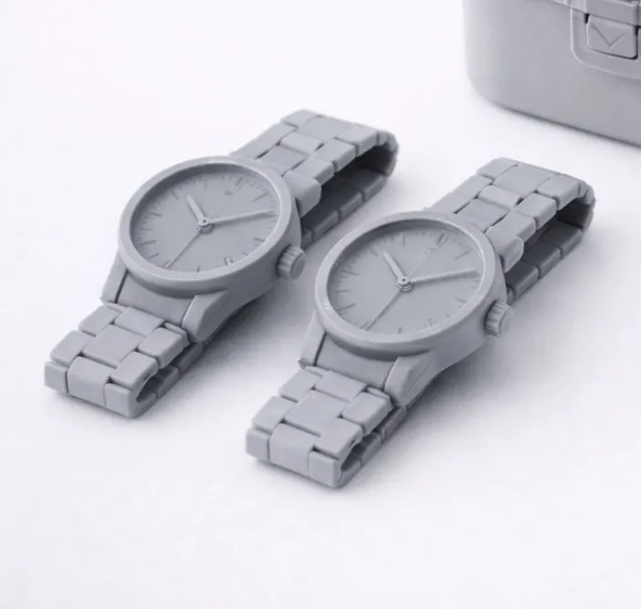 Minimalist wristwatch models 3D printed with Bambu Lab PLA Matte Filament 11102, featuring uniform matte gray texture and clean edges