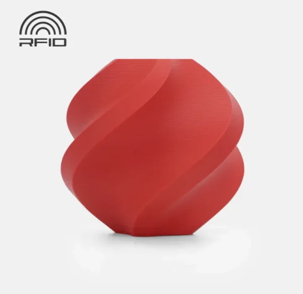 3D printed model made with Bambu Lab PLA Matte Scarlet Red Filament showing smooth matte surface and vivid red tone, Color Code 11200