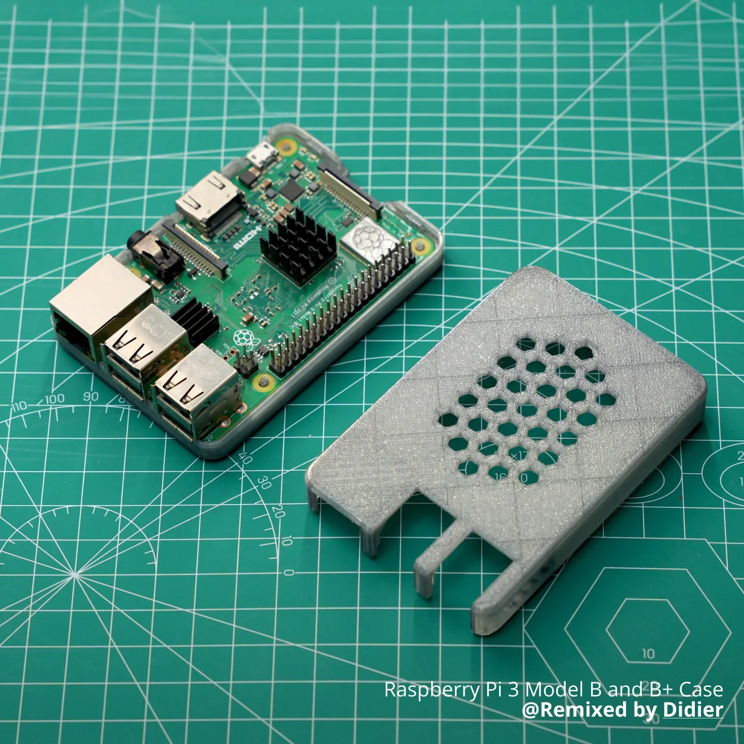 Raspberry Pi case 3D printed with Bambu PC Clear Filament 60103, featuring transparent polycarbonate structure and ventilation design