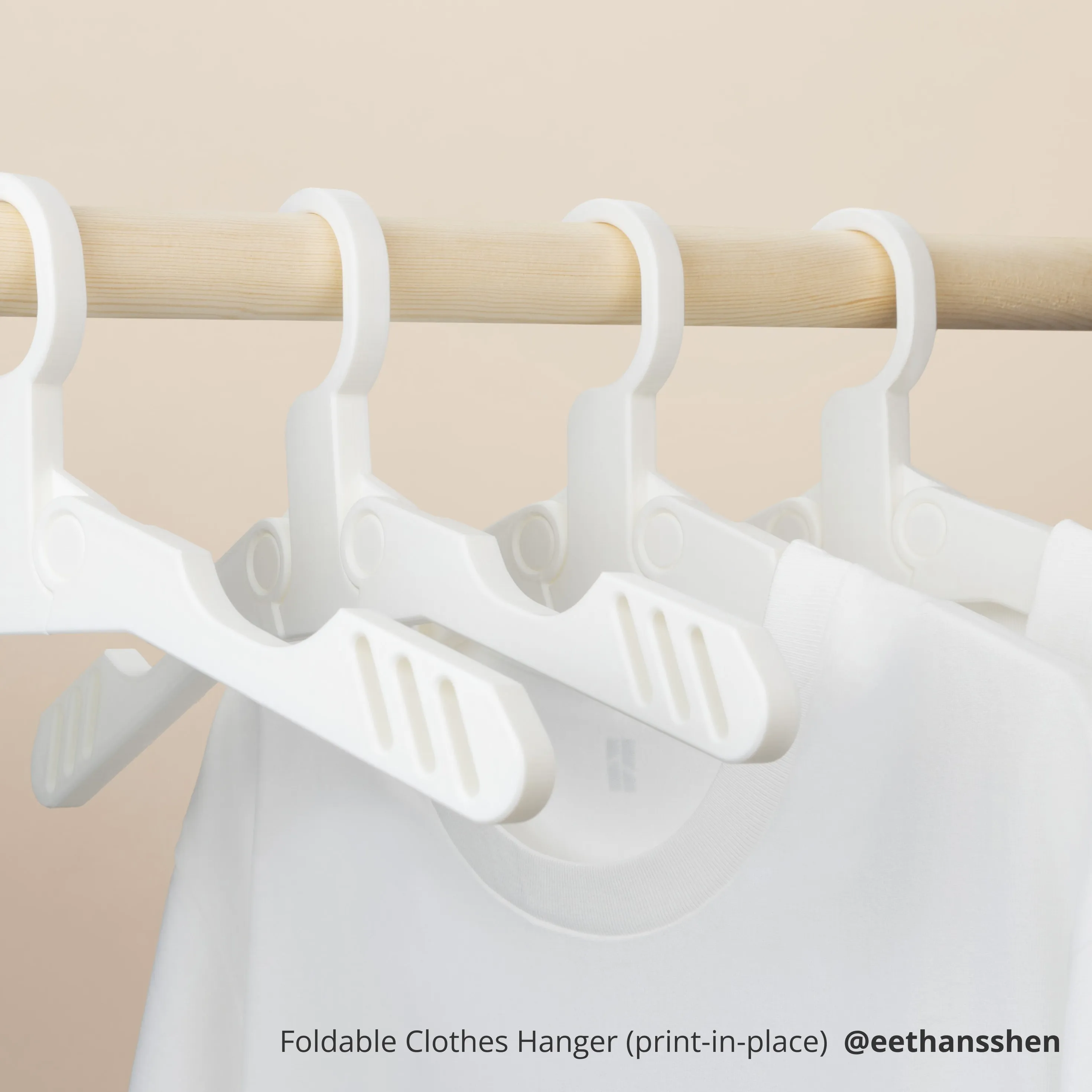Print-in-place foldable clothes hanger 3D printed using Bambu PLA Tough+ filament
