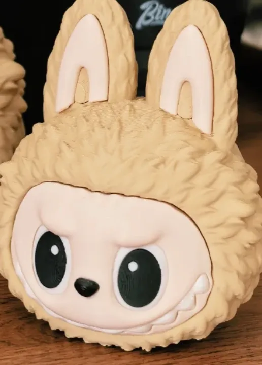 PLA Basic Beige filament 3D printed beige animal-style head model with textured fur surface