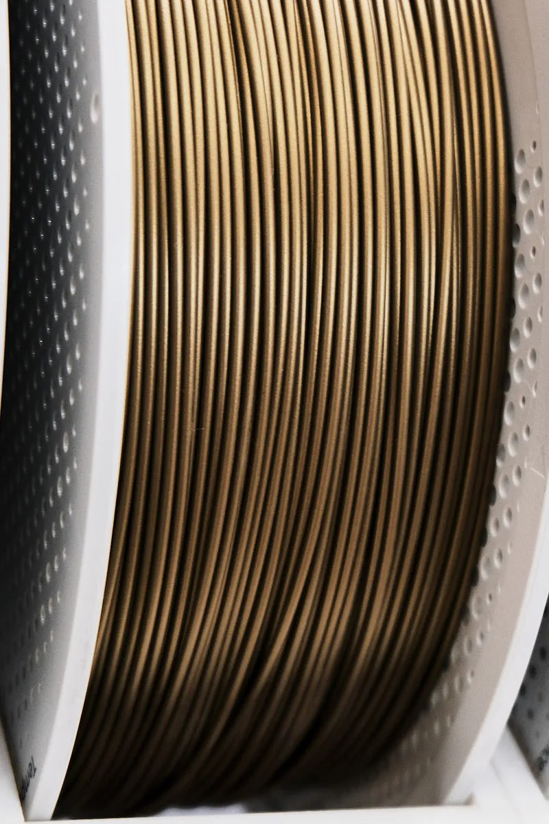 Bronze PLA Basic filament tightly wound on white Bambu Lab spool, 1.75mm PLA filament
