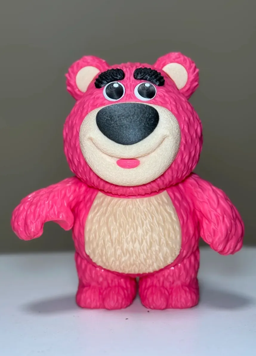 PLA Basic Hot Pink filament 3D printed pink bear-shaped figure with textured fur surface