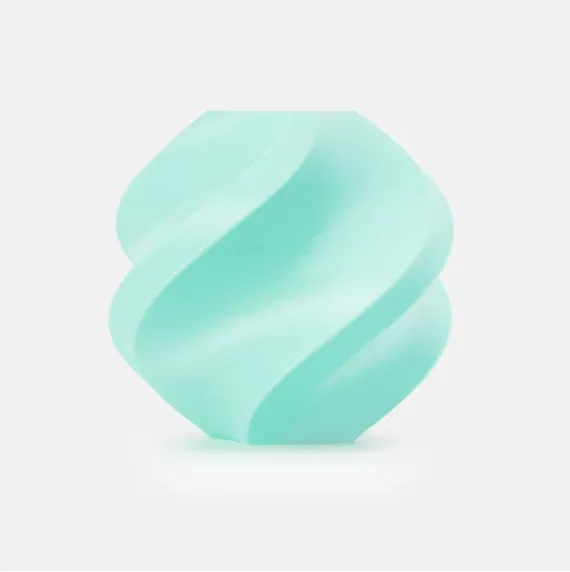 Light cyan flexible 3D printed model made with TPU 85A filament, smooth surface finish