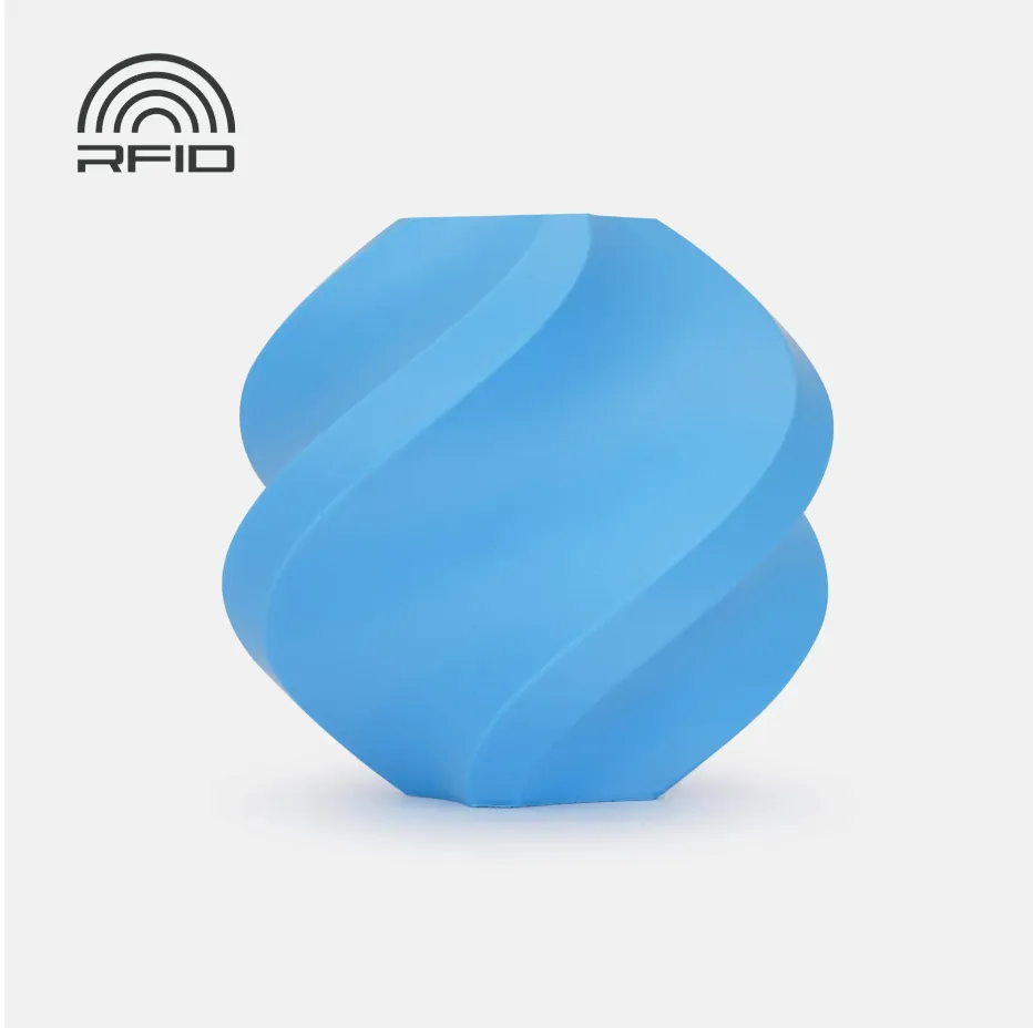 ABS Azure Blue printed sample showing smooth surface finish with RFID support