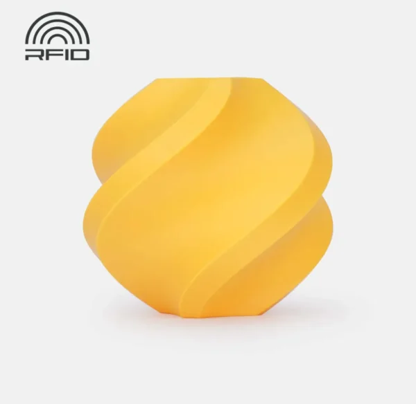 ABS Tangerine Yellow printed sample showing smooth surface finish with RFID support