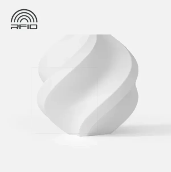 RFID sample print made with Bambu Lab PETG Basic White filament 30106 showing smooth matte surface