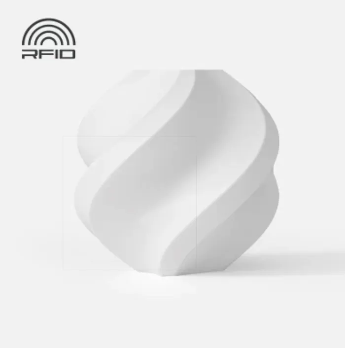 RFID sample print made with Bambu Lab PETG Basic White filament 30106 showing smooth matte surface