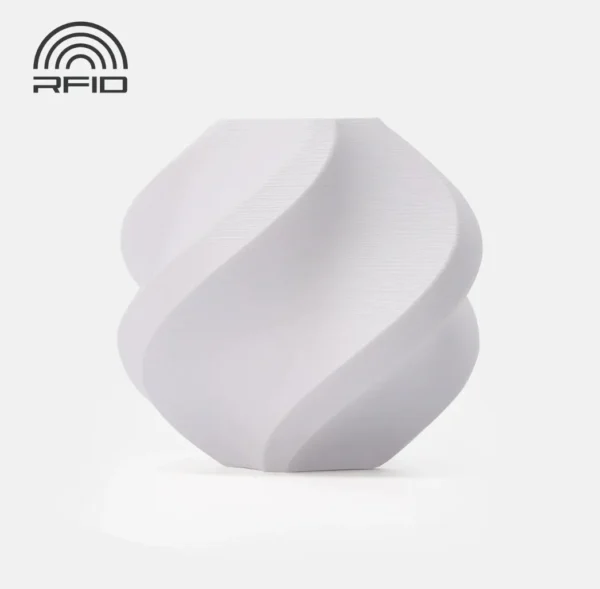 White 3D printed model made with Bambu Lab PETG-HF filament featuring RFID support