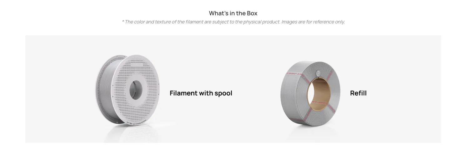Bambu Lab PLA Basic filament packaging showing filament with spool and refill option