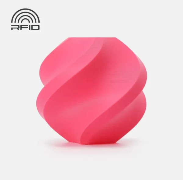 3D printed object made with Bambu Lab PLA Basic Hot Pink filament featuring smooth surface and vibrant pink color