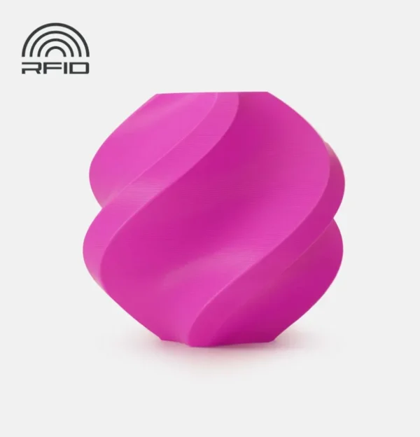 3D printed sample made with Bambu Lab PLA Basic magenta filament, showing smooth surface finish and even color tone.