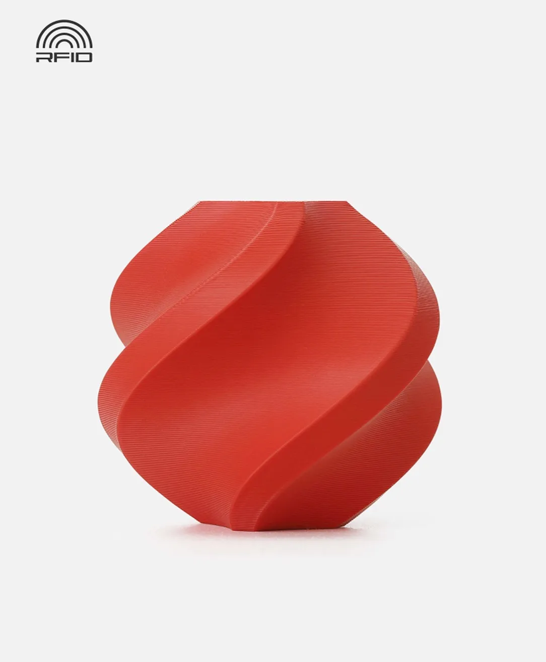 Red 3D printed object produced using Bambu Lab PLA Lite Red Filament 1.75mm, displaying clean curves, smooth layer lines, and uniform color, Color Code 16200.