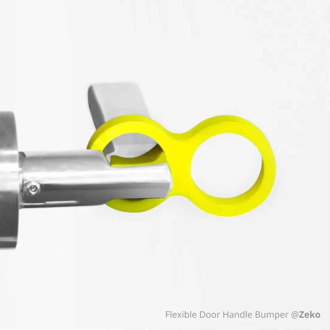 Flexible door handle bumper 3D printed with Bambu Lab TPU 95A filament, showing elastic deformation and secure fit