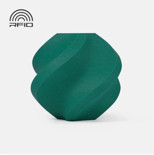 PETG-CF Malachite Green printed sample showing smooth surface with RFID support