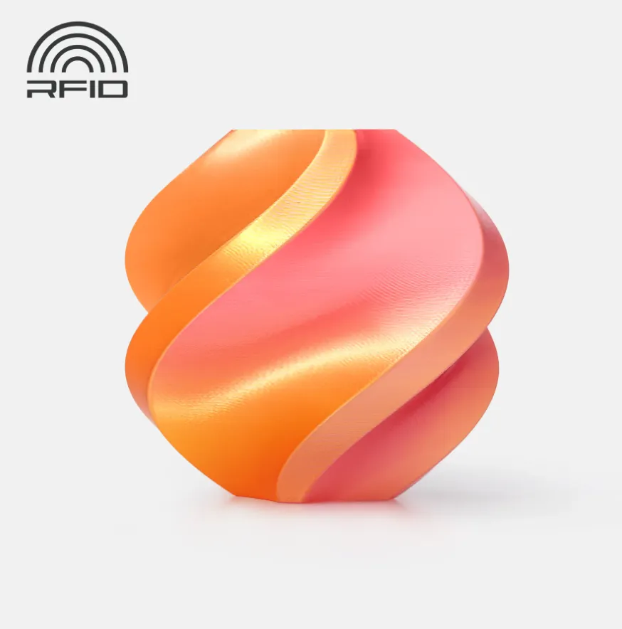 Bambu Lab PLA Silk Gilded Rose City filament print with rose-gold silk finish and high-gloss surface, color code 13901