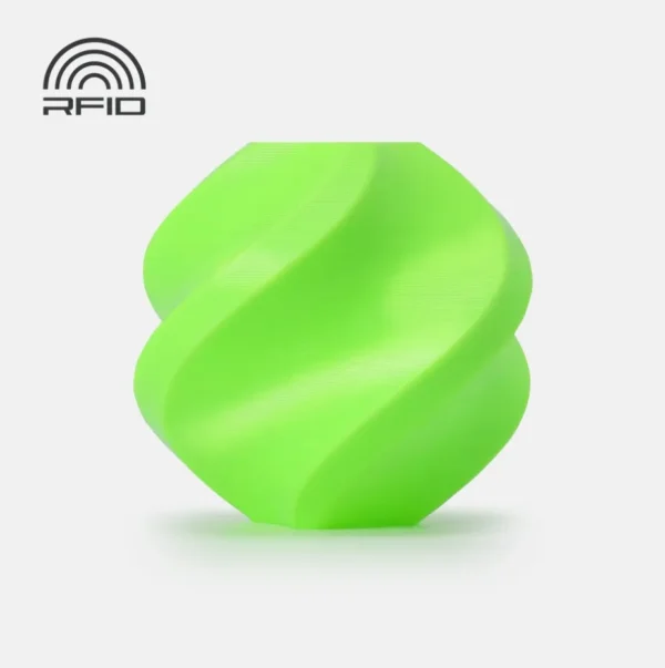 TPU for AMS Neon Green printed sample showing smooth flexible surface finish