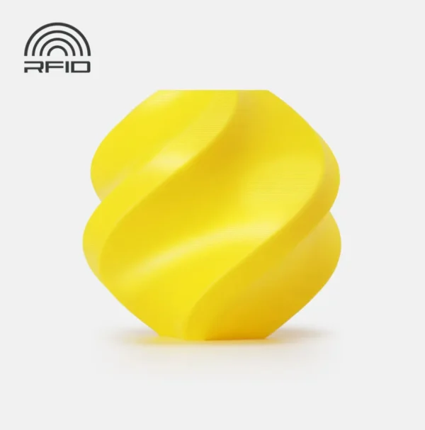 TPU for AMS Yellow printed sample showing smooth flexible surface finish
