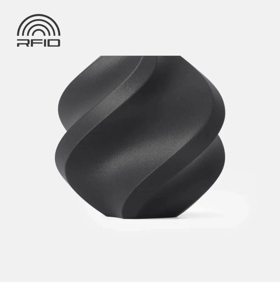 Titan gray printed object made from PETG-CF filament with RFID logo