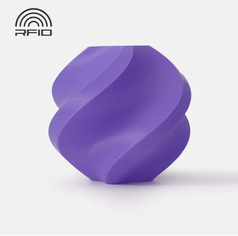 3D printed model made with Bambu Lab PLA Basic Purple filament featuring smooth matte finish and RFID support, color code 10700