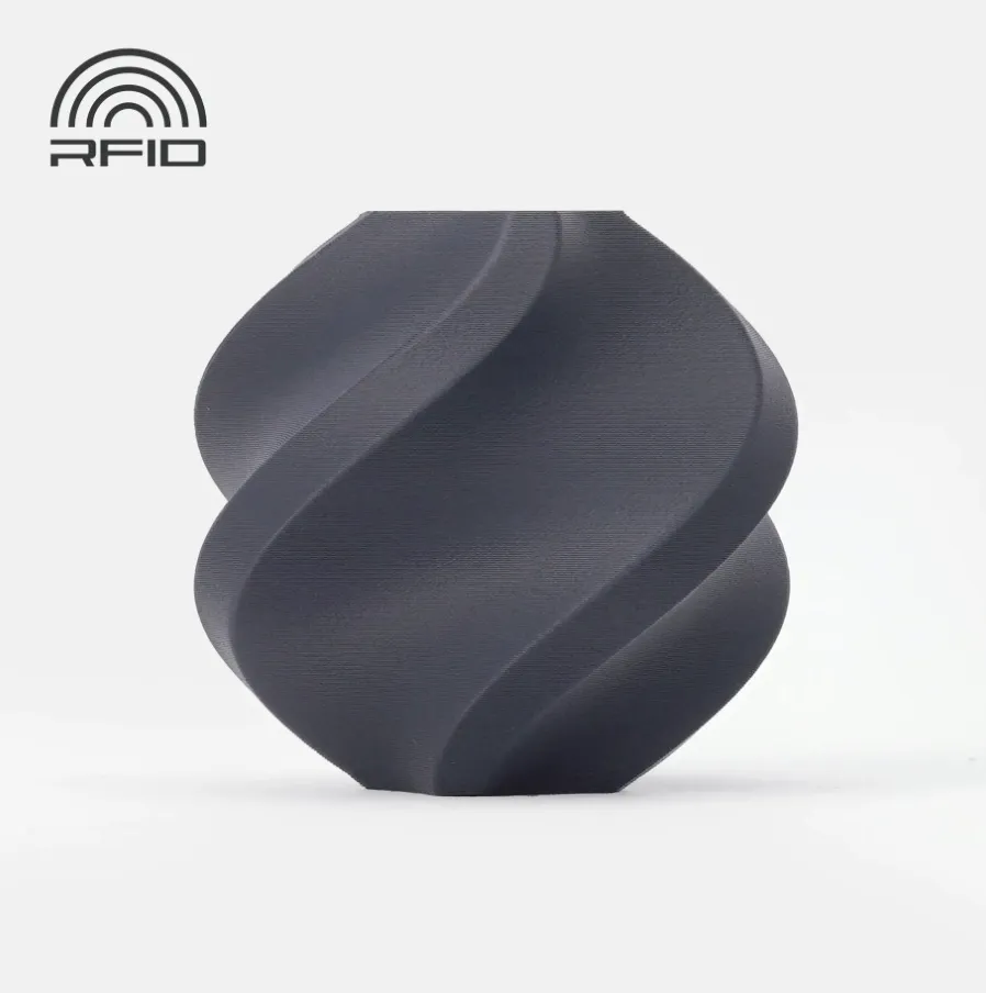 3D printed object made with PLA-CF Lava Gray filament showing smooth matte surface and industrial appearance