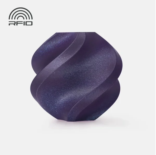 3D printed object made with PLA Galaxy Purple filament showing starry glitter effect and deep purple surface