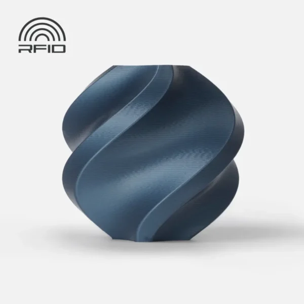 3D printed object made with PLA Metal Cobalt Blue filament, showing smooth metallic blue surface and soft reflections