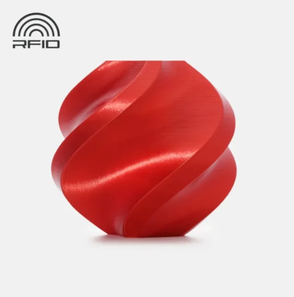 3D printed model made with Bambu Lab PLA Silk+ Candy Red filament featuring glossy silk finish, color code 13205
