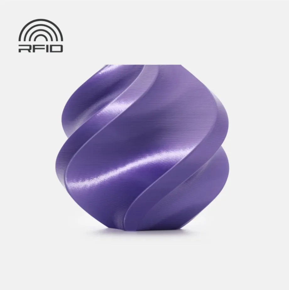 3D printed model made with Bambu Lab PLA Silk+ Purple filament featuring high-gloss silk finish, color code 13702