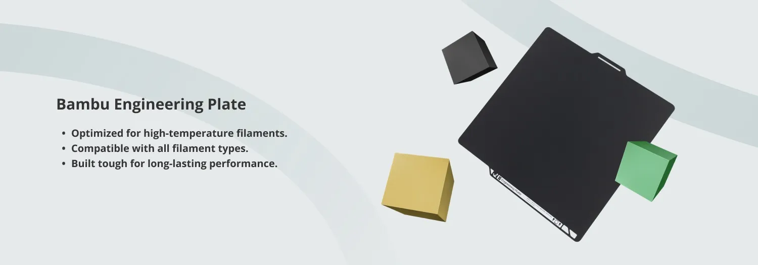 Bambu Engineering build plate designed for high-temperature filaments and long-lasting performance