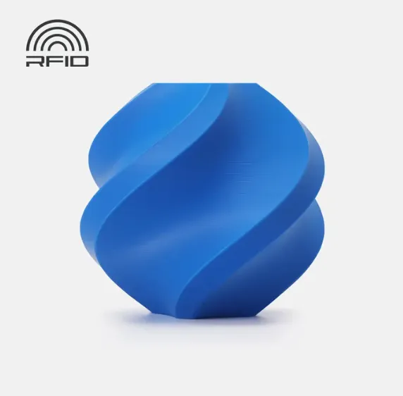 Spiral geometric 3D printed sample in cobalt blue made with Bambu Lab PLA Basic Cobalt Blue filament 1kg Color Code 10604
