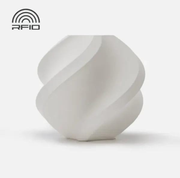 Bambu Lab PLA Matte Ivory White Filament with Spool Color Code 11100 spiral geometric sample Spiral geometric 3D printed sample in ivory white made with Bambu Lab PLA Matte Ivory White Filament with Spool Color Code 11100